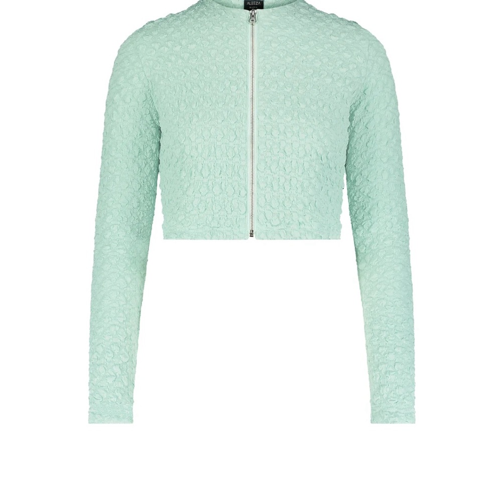 Aleeza Paris Jiffy Pop Zipper Cardigan size XL in Tiffany